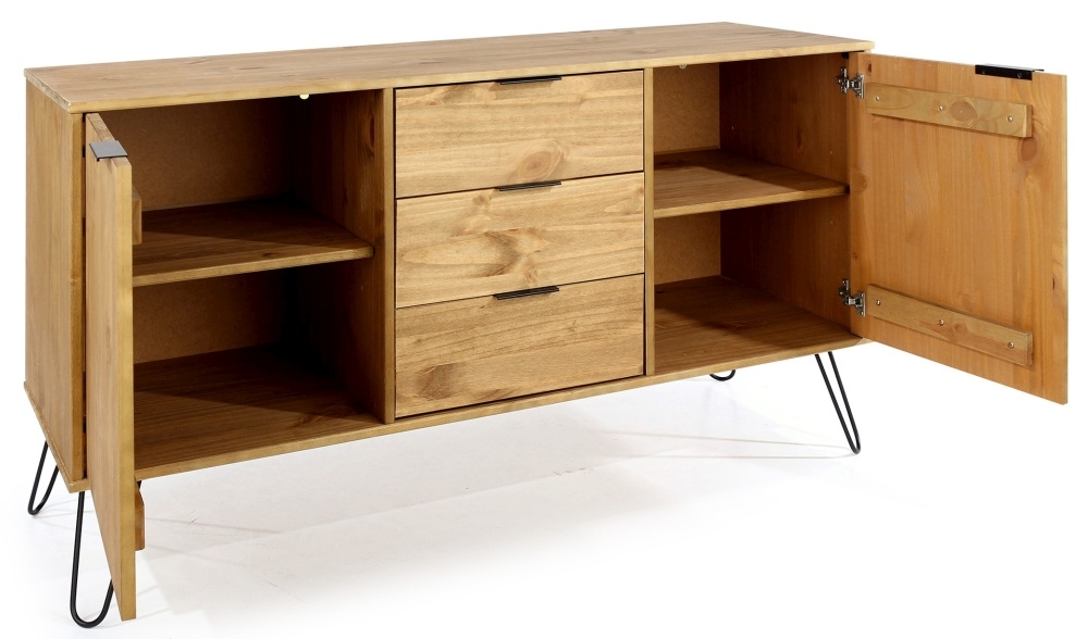 Augusta Medium Sideboard - 2 Doors - 130cm  - Pine - Hairpin Legs