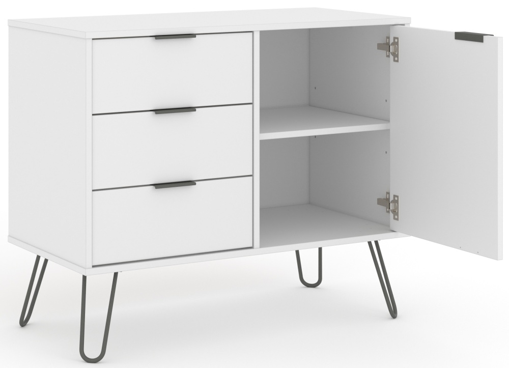 Augusta Small Sideboard - 90cm - White - Hairpin Legs