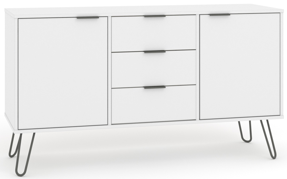 Augusta Medium Sideboard - 2 Doors - 130cm  - White - Hairpin Legs