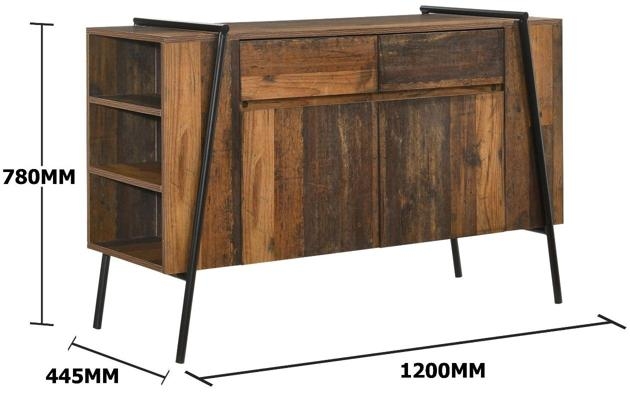 Alpena Rustic Oak 120cm Small 2 Door Sideboard