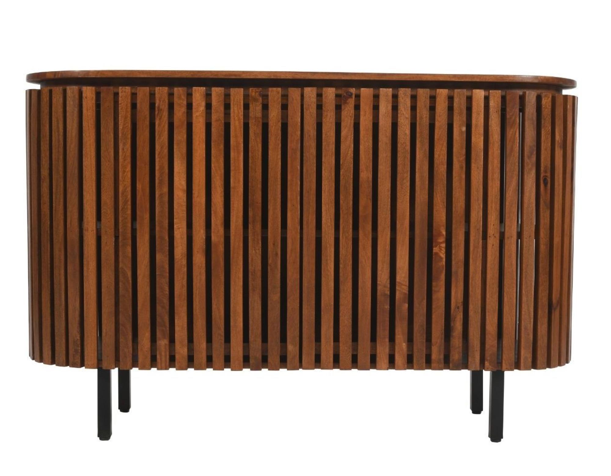 Amber Slatted Mango Wood 135cm Medium 2 Door Sideboard
