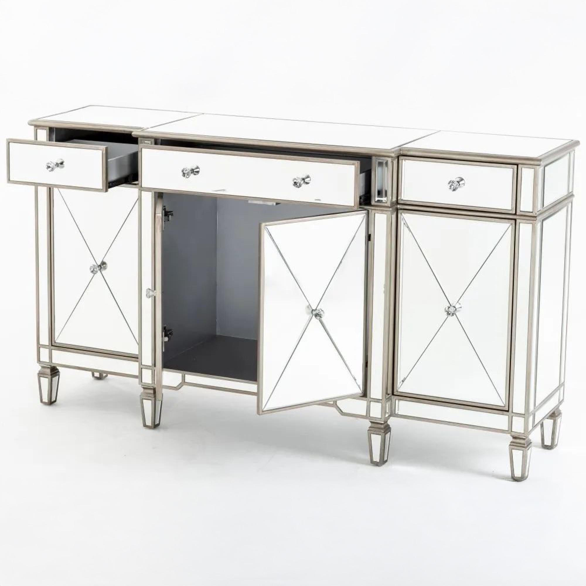 Antoinette Large Sideboard - 160cm - 4 Door - Mirrored - Champagne Trim