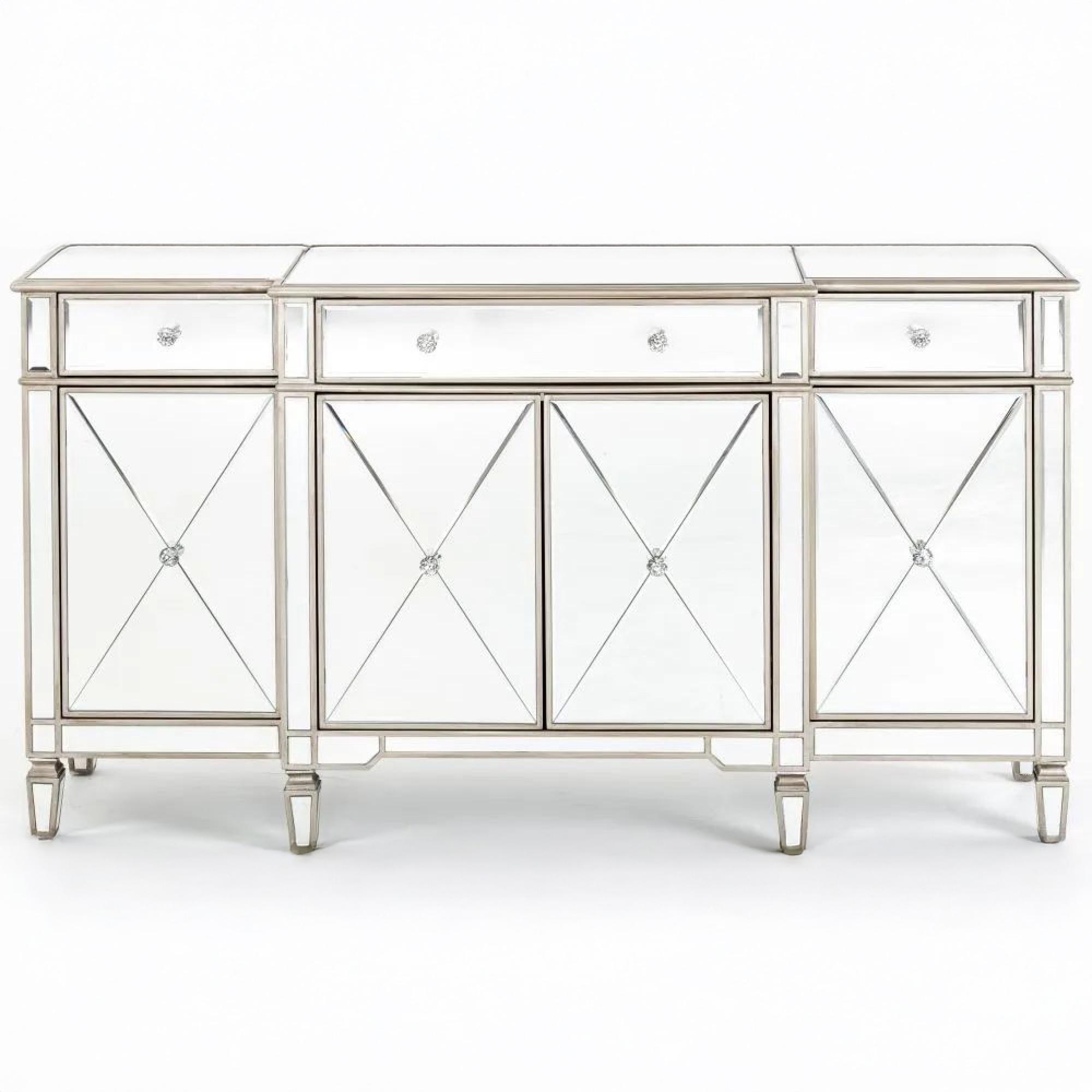 Antoinette Large Sideboard - 160cm - 4 Door - Mirrored - Champagne Trim