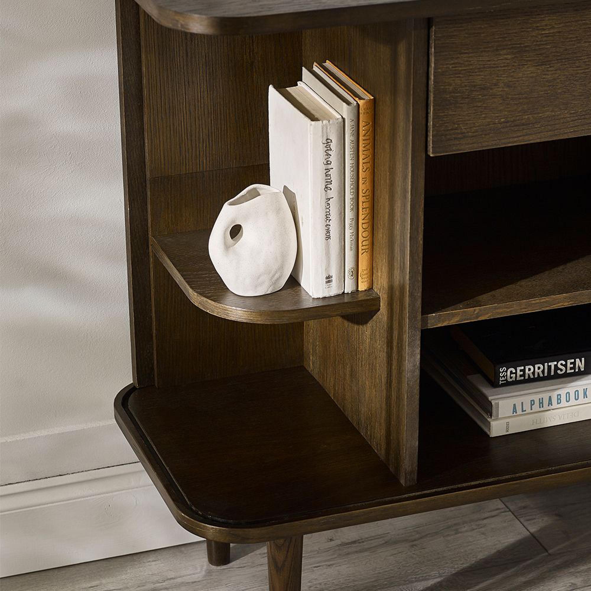 Arya Ribbed Dark Oak Large Sideboard - 160cm - 2 Door