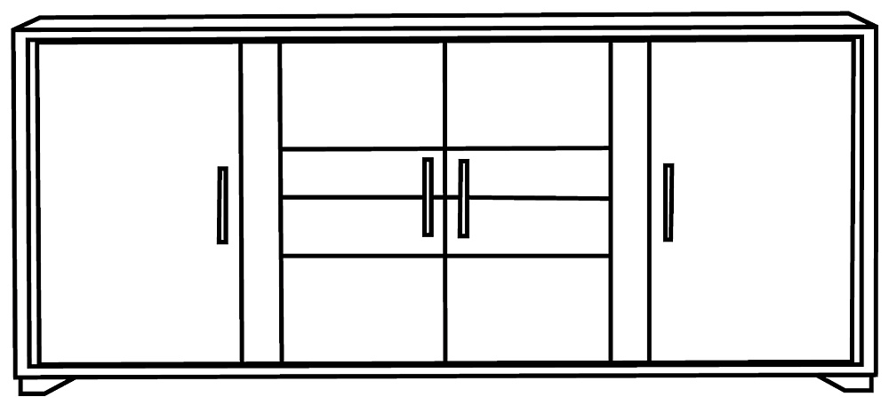 Augusta Grey Oak Effect 4 Door Extra Large Sideboard 200cm