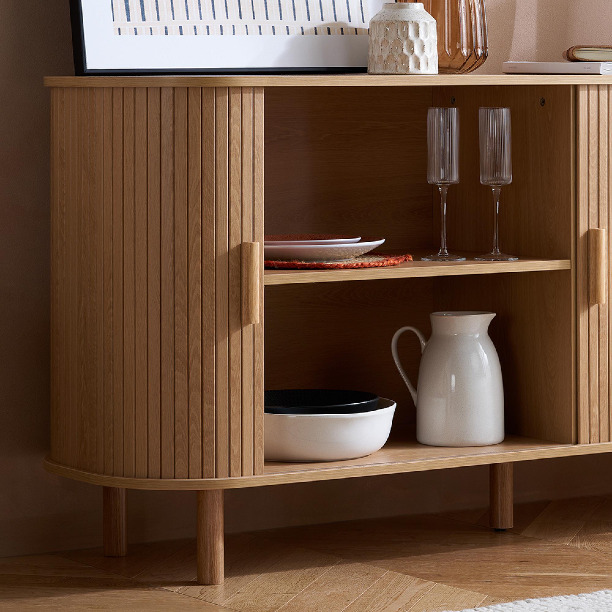 Axel Large Curved Sideboard - 160cm - 2 Door - Oak Fluted