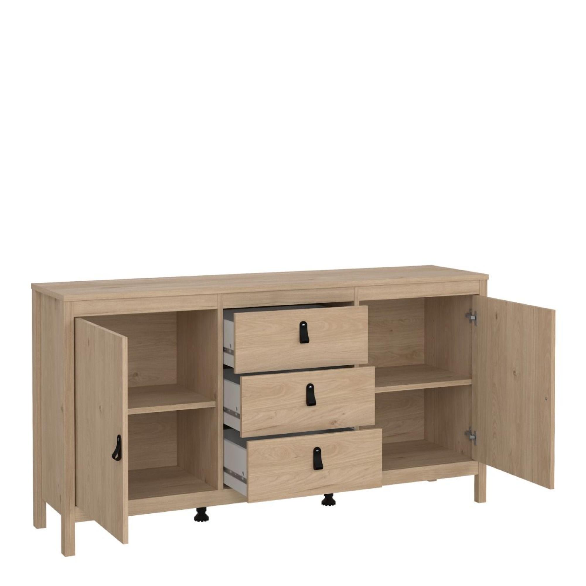 Barcelona Jackson Hickory Oak 3 Drawer Medium Sideboard