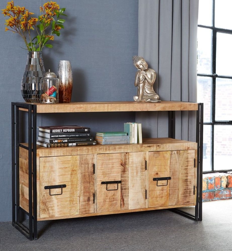 Bhuj Industrial Style Wooden 3 Door Sideboard