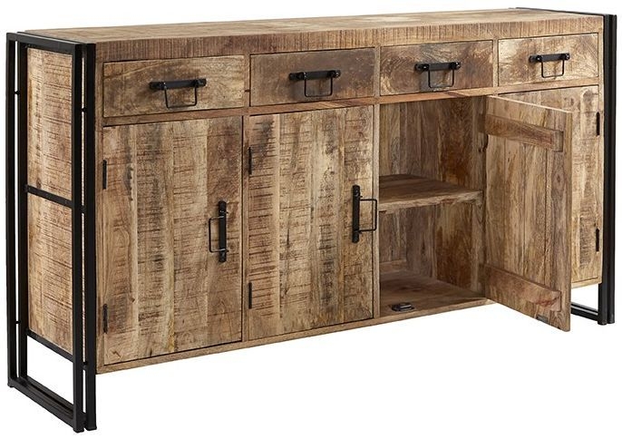Bhuj Industrial Style Wooden 4 Door Sideboard