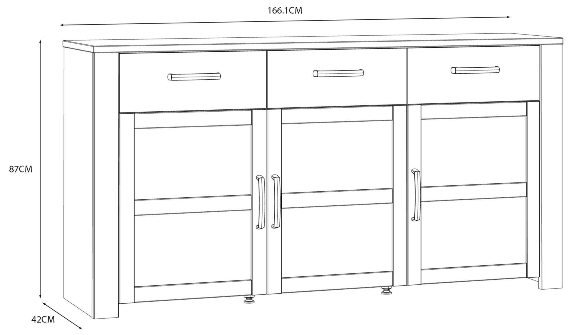 Bohol Grey 3 Door Medium Sideboard