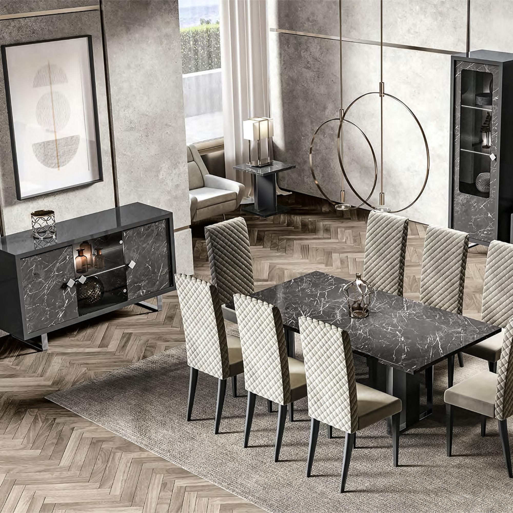 Carvelle Dark Grey 3 Door Medium Sideboard - 155cm