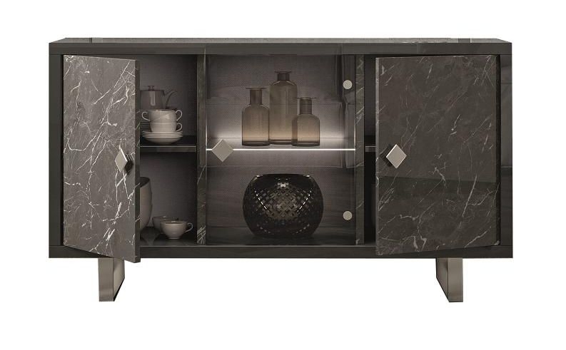 Carvelle Dark Grey 3 Door Medium Sideboard - 155cm