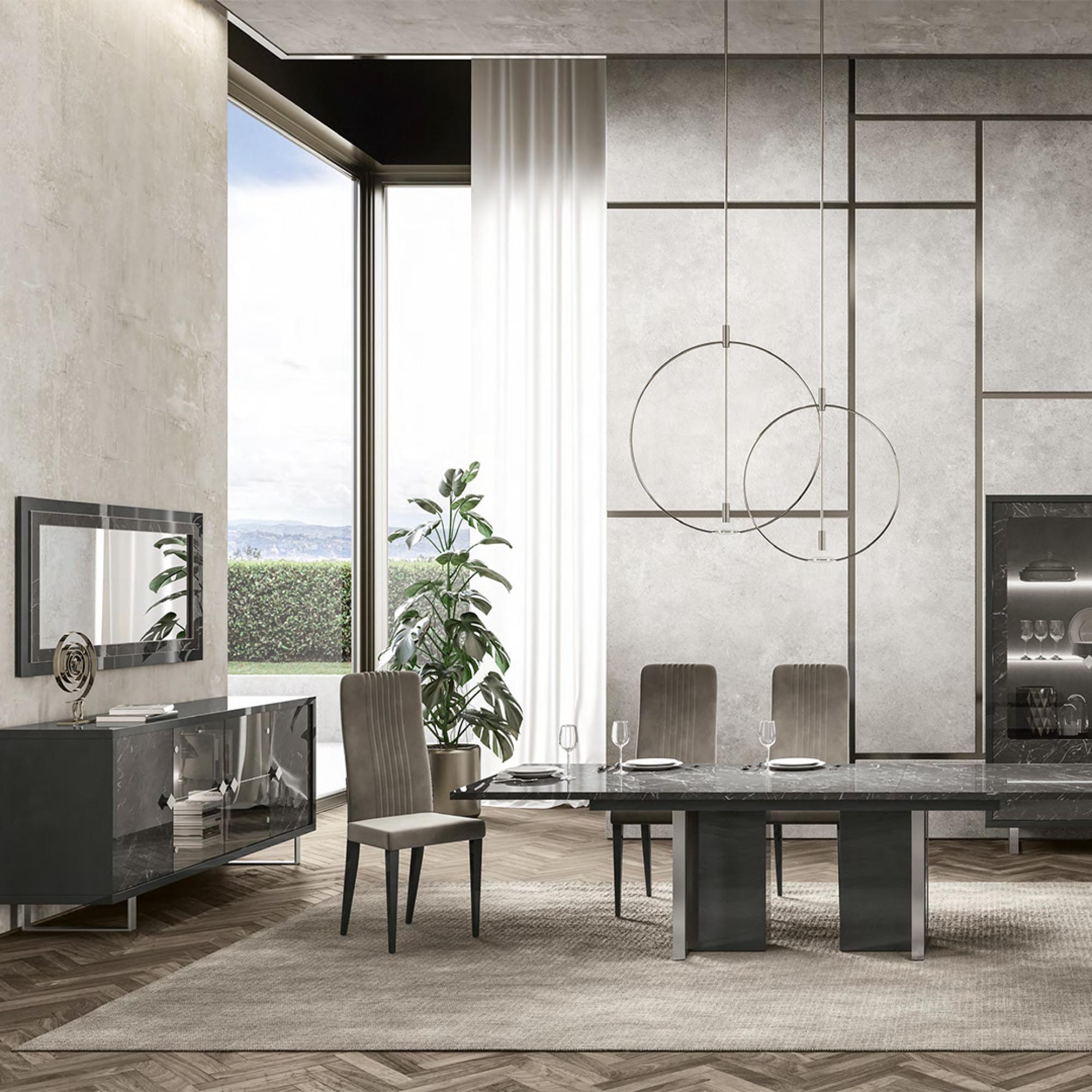 Carvelle Dark Grey 4 Door Extra Large Sideboard - 200cm