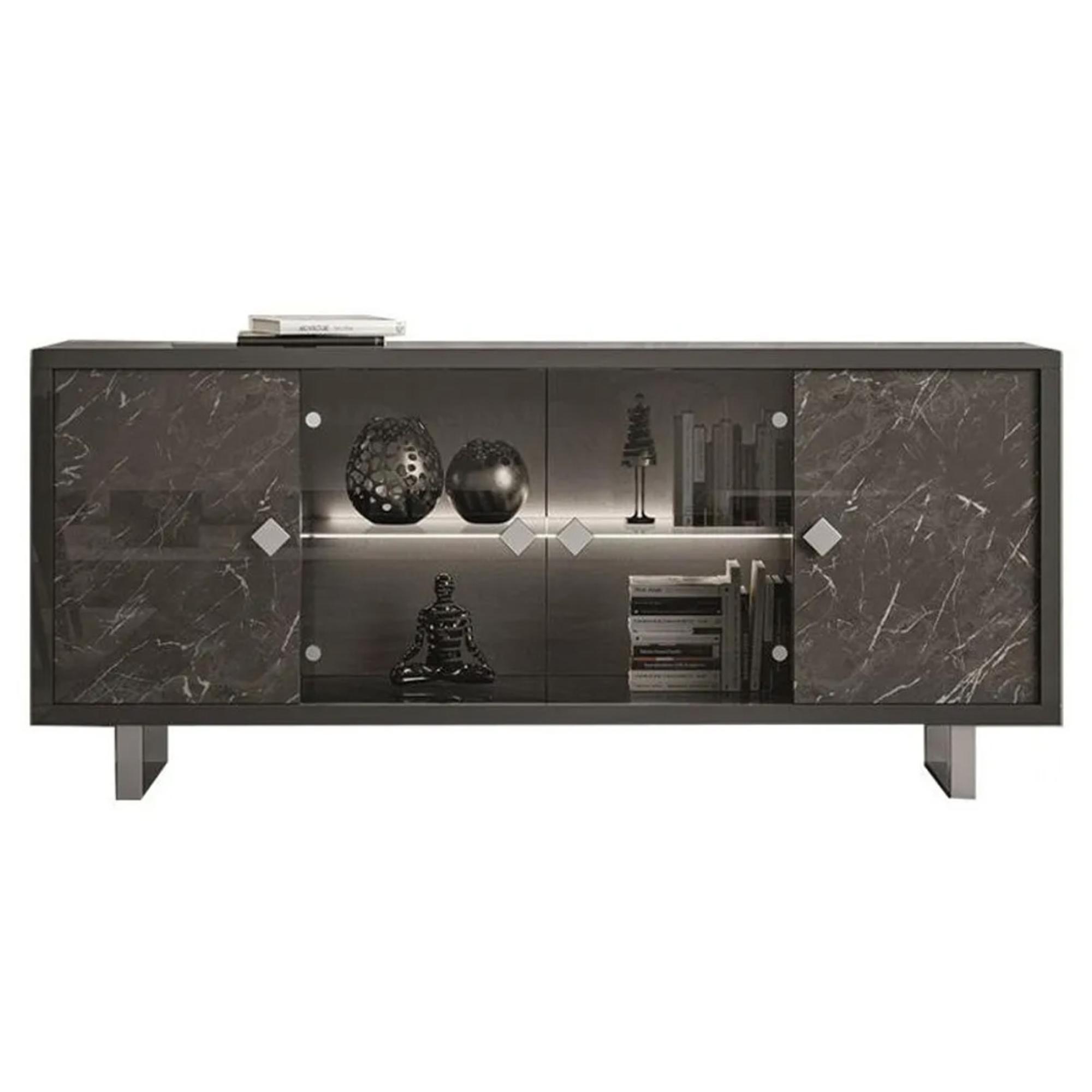 Carvelle Dark Grey 4 Door Extra Large Sideboard - 200cm