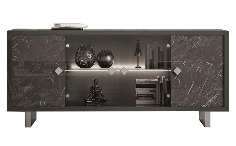 Carvelle Dark Grey 4 Door Extra Large Sideboard - 200cm