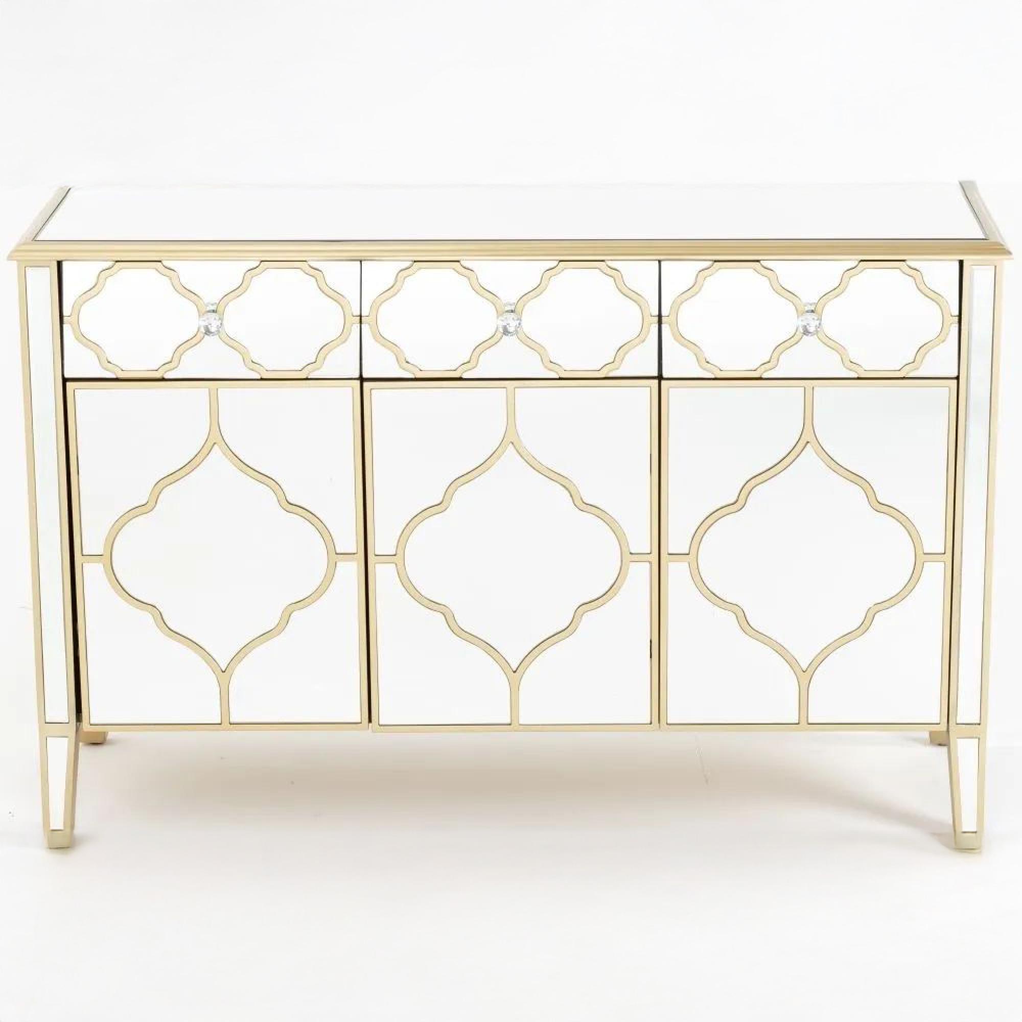 Casablanca Large Sideboard - 125cm - 3 Door - Mirrored - Gold Trim