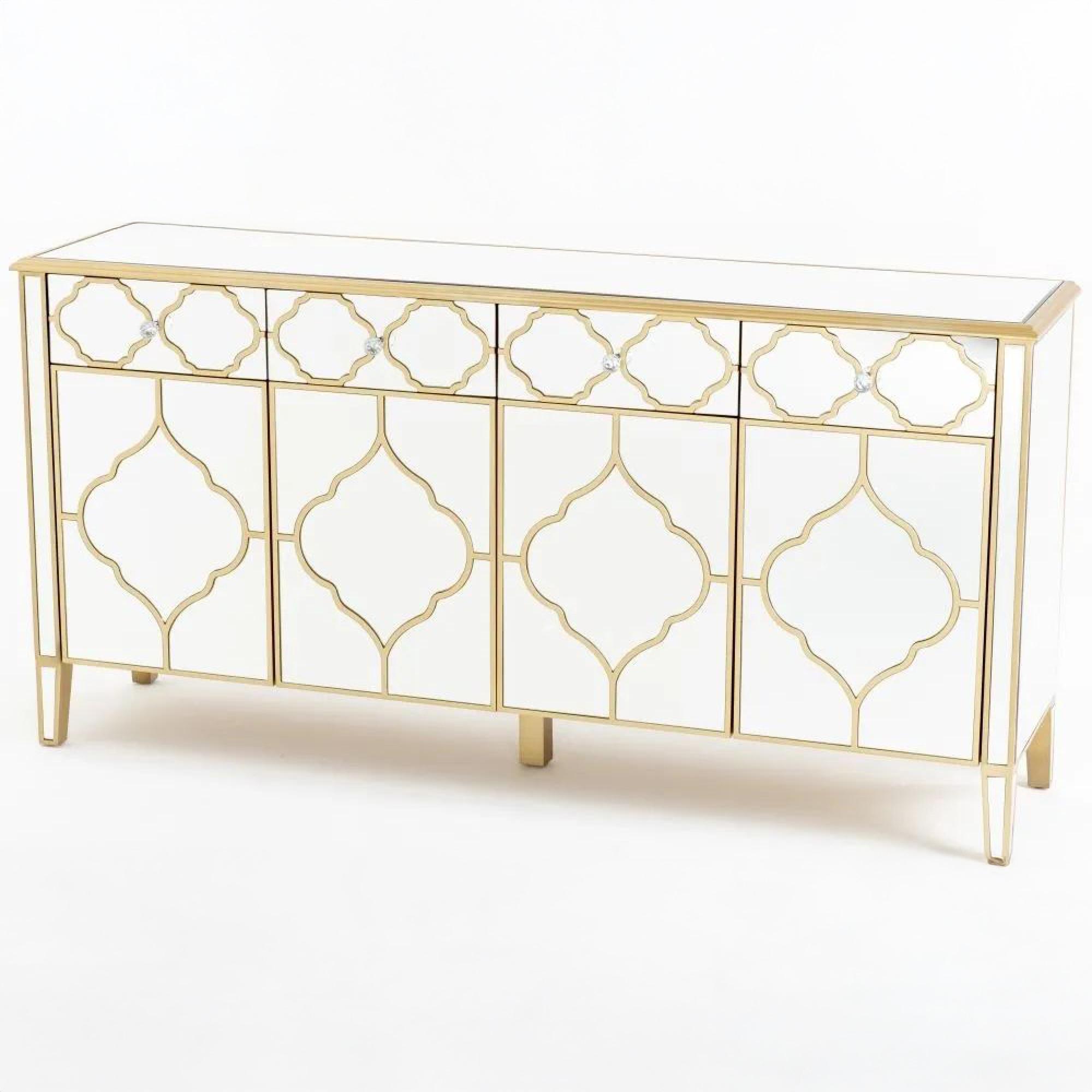 Casablanca Large Sideboard - 170cm - 4 Door - Mirrored - Gold Trim