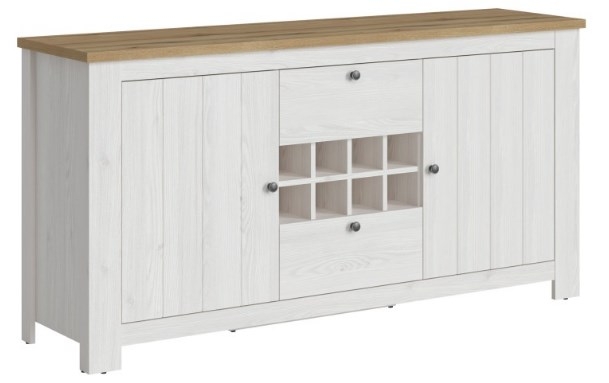 Celesto White 2 Door Large Sideboard with Wine Rack
