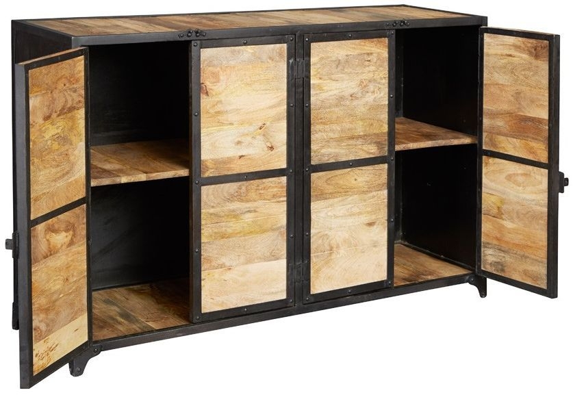 Chamba Industrial Wood and Iron 140cm Medium Sideboard