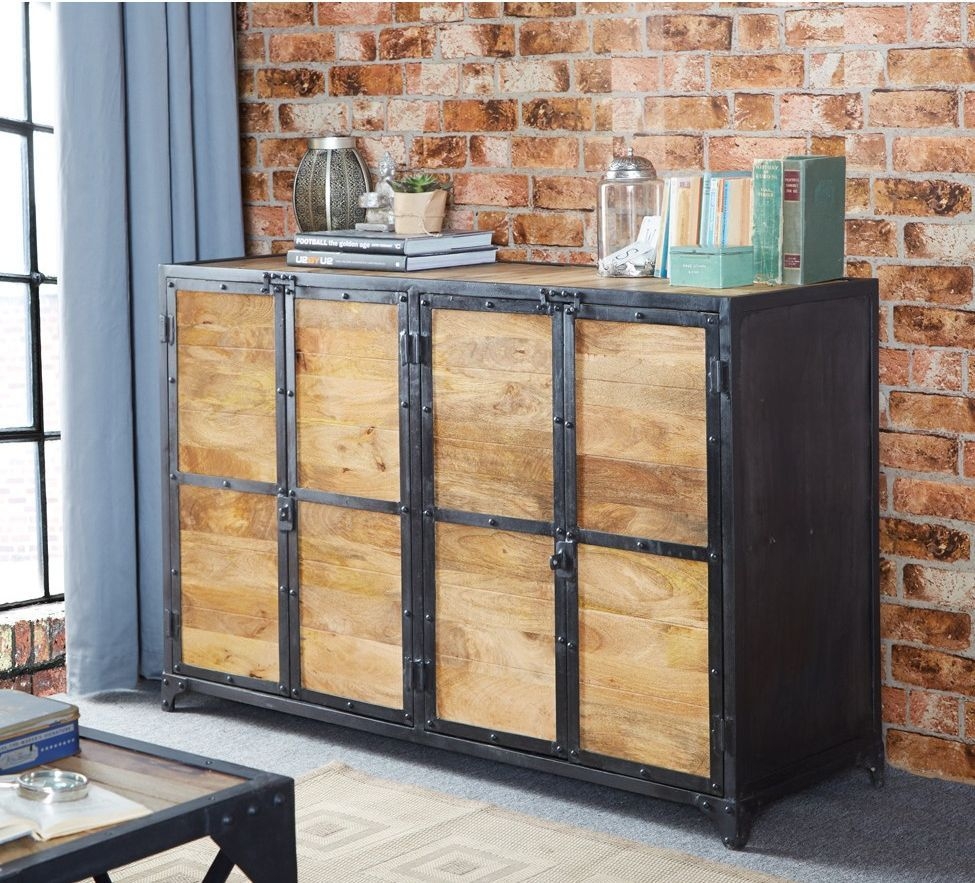 Chamba Industrial Wood and Iron 140cm Medium Sideboard
