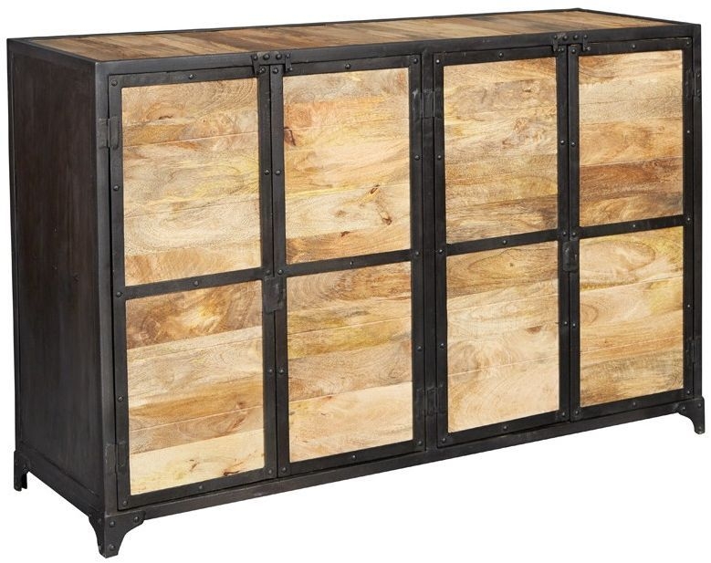 Chamba Industrial Wood and Iron 140cm Medium Sideboard