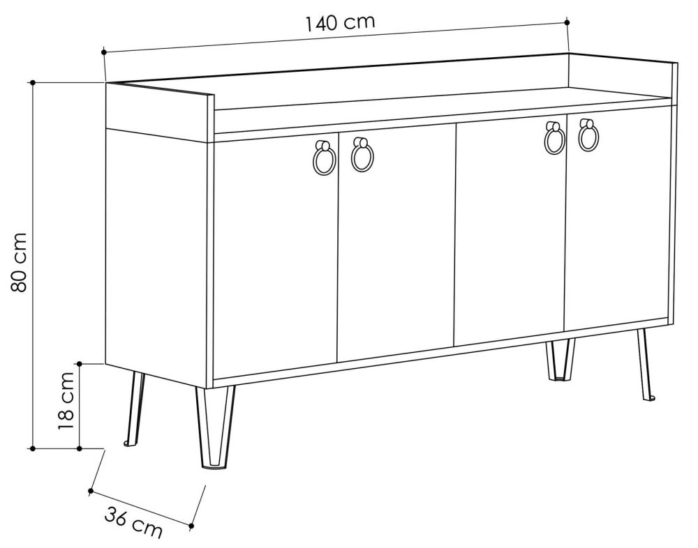 Clearance - Dexter Large Sideboard - 4 Door - Anthracite and Mocha