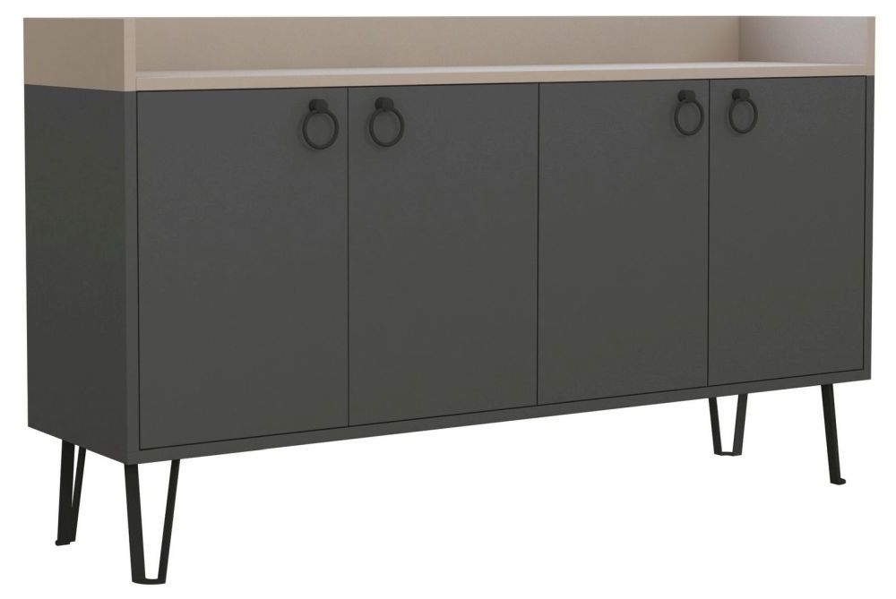 Clearance - Dexter Large Sideboard - 4 Door - Anthracite and Mocha