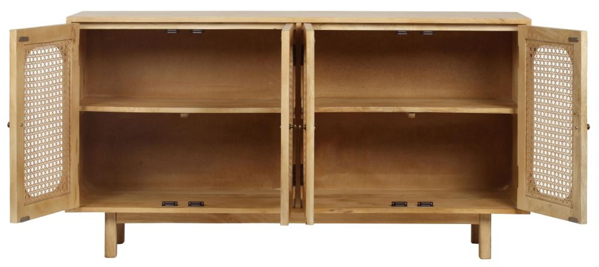 Clearance - Retro Sideboard - Wood and Rattan - 4 Door