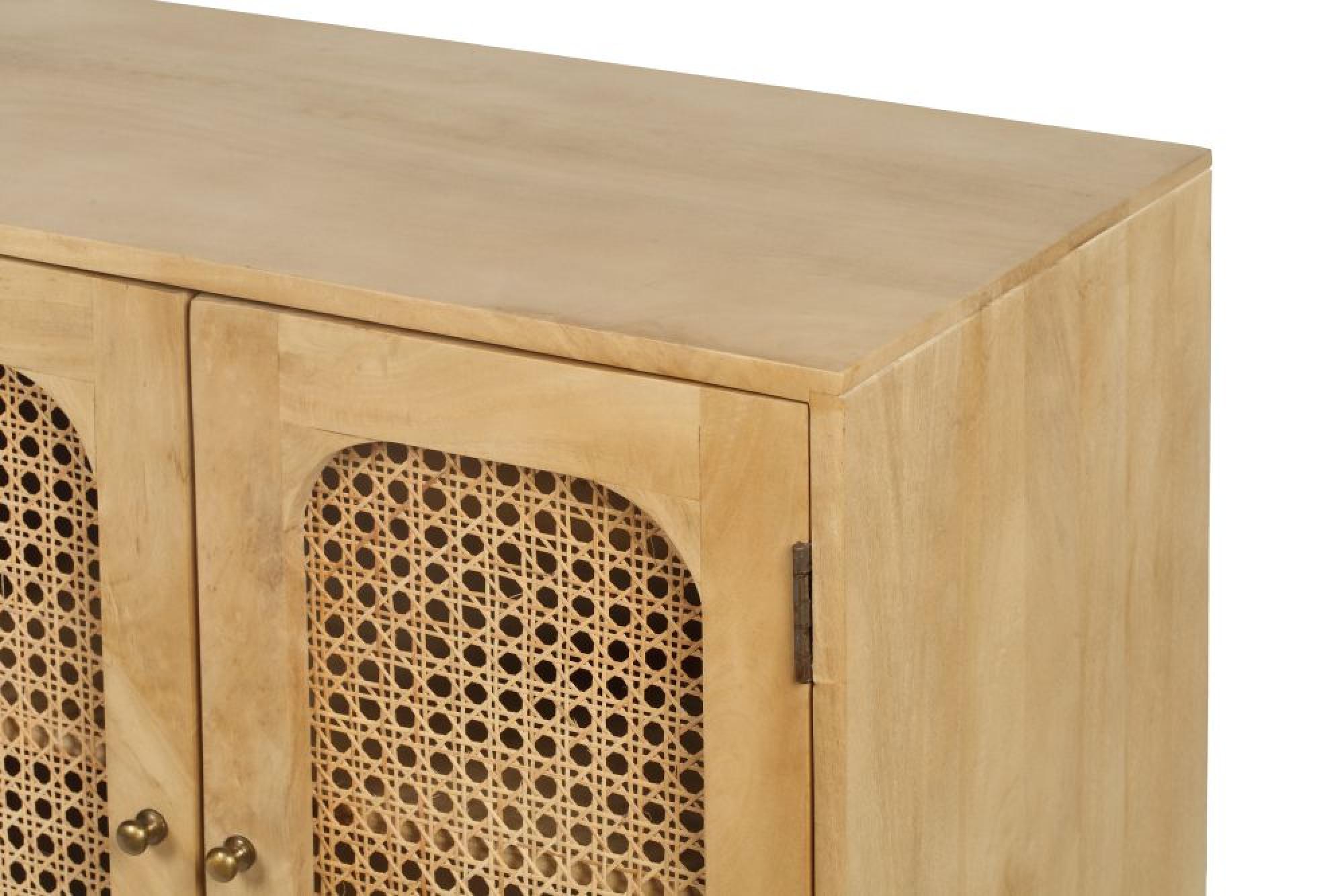 Clearance - Retro Sideboard - Wood and Rattan - 4 Door