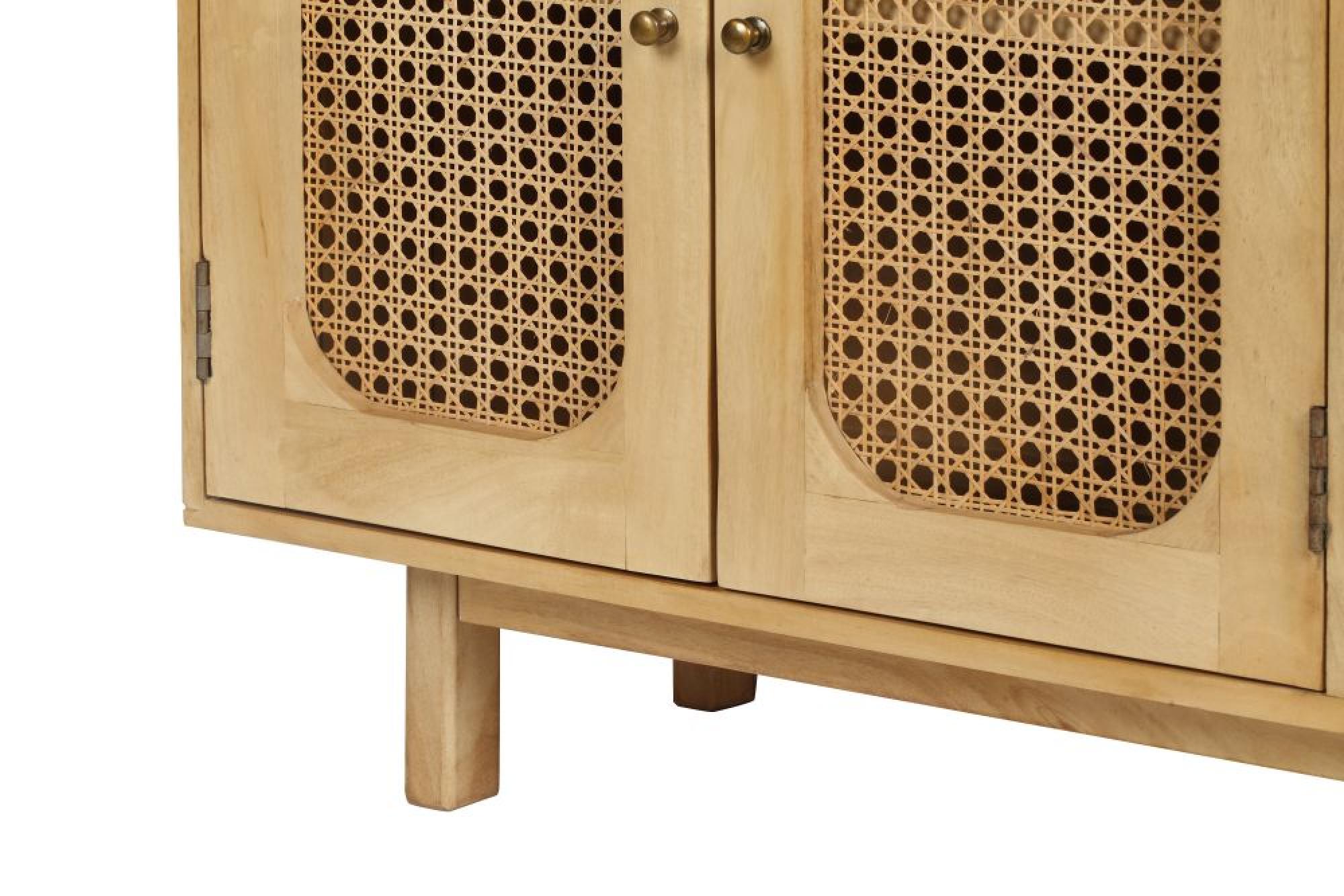 Clearance - Retro Sideboard - Wood and Rattan - 4 Door
