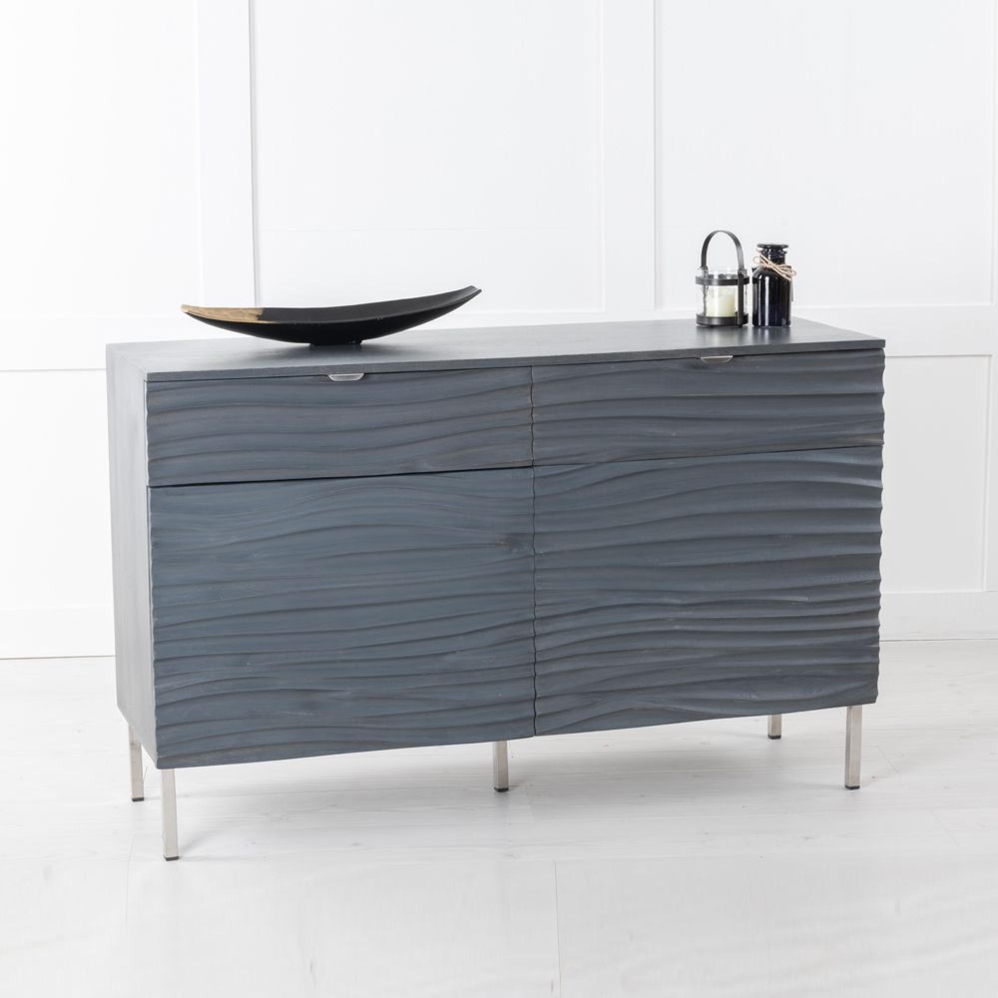 Clearance - Ripple Small Sideboard - 120cm - 2 Door - Grey Wave Mango Wood