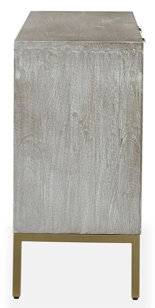 Clearance - Temis Medium Sideboard - 3 Door - Faux Marble - Grey Washed