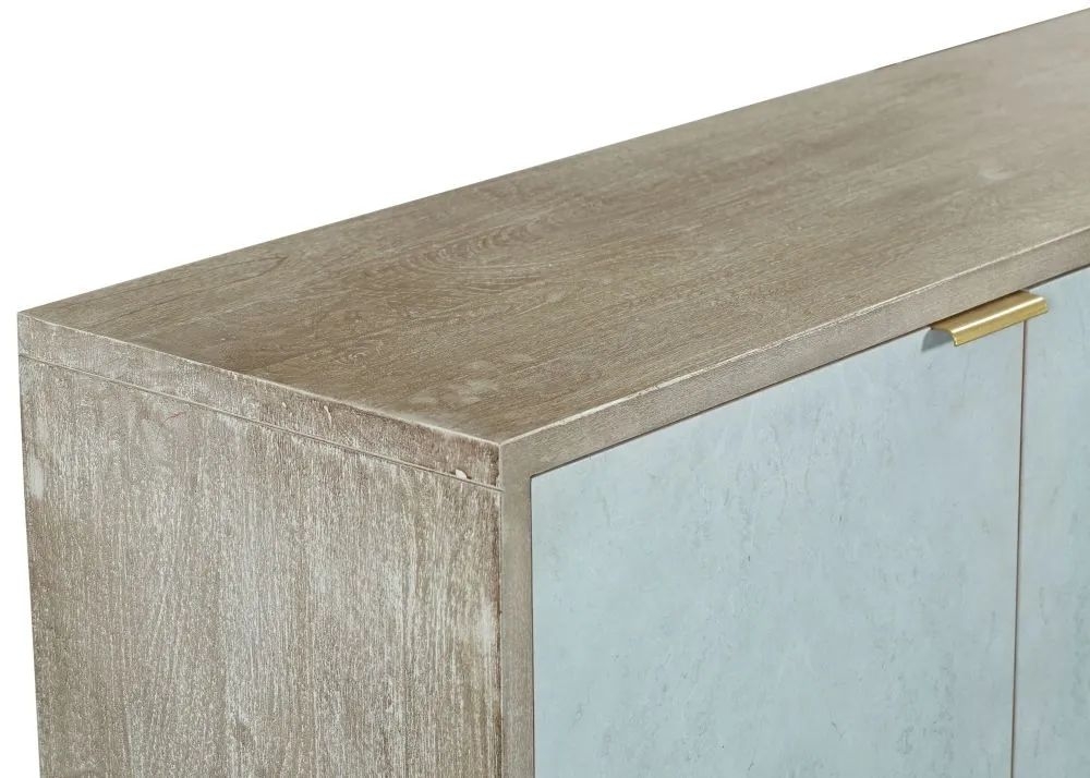Clearance - Temis Medium Sideboard - 3 Door - Faux Marble - Grey Washed