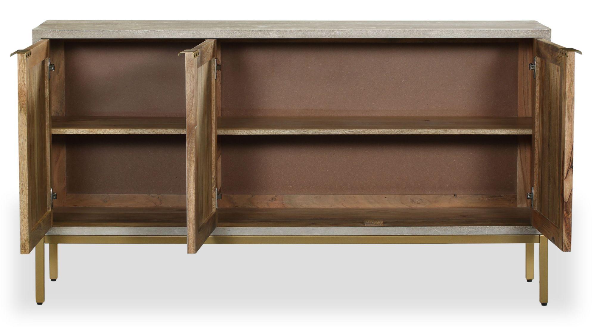 Clearance - Temis Medium Sideboard - 3 Door - Faux Marble - Grey Washed