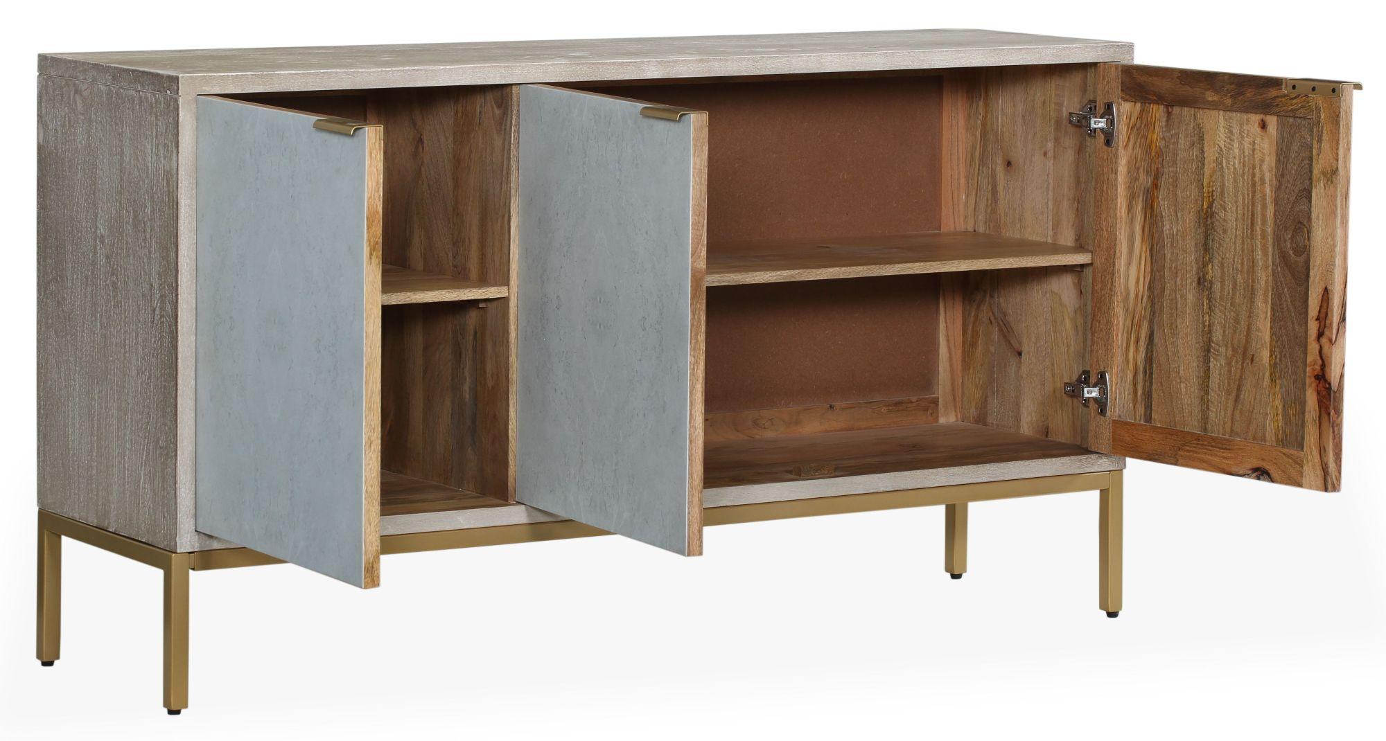 Clearance - Temis Medium Sideboard - 3 Door - Faux Marble - Grey Washed