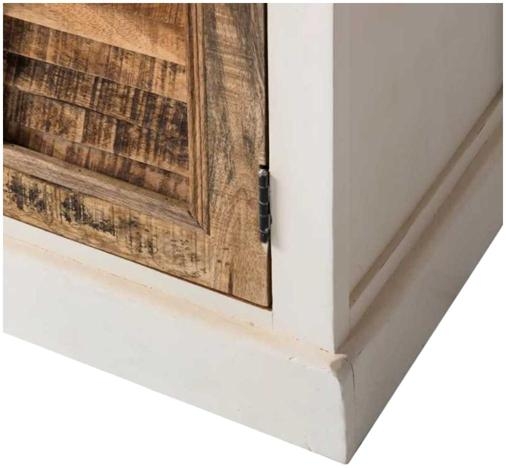 Coastal White and Wood 80cm Compact Sideboard