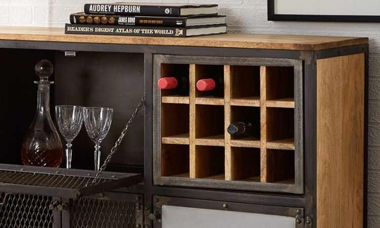 Coorg Industrial Style Wine Rack Sideboard on Wheels