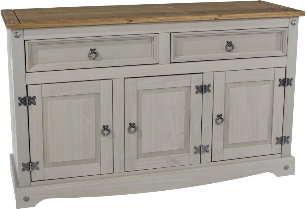 Corona Medium Sideboard - 3 Door - Grey Mexican Pine