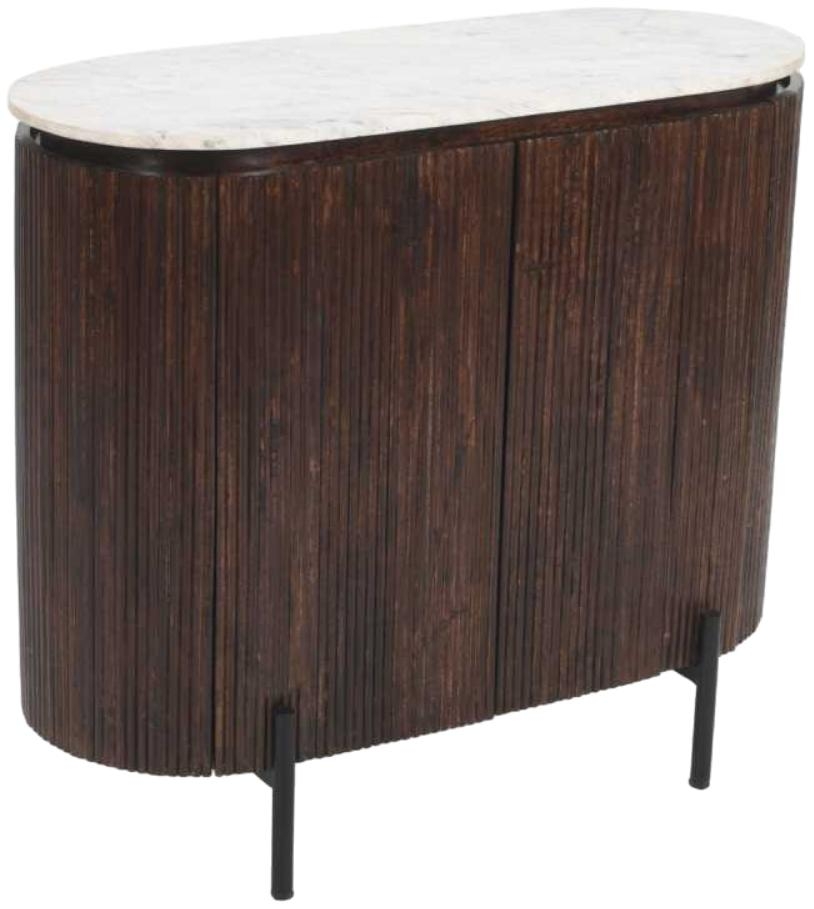 Fluted White Marble Top Drinks Cabinet