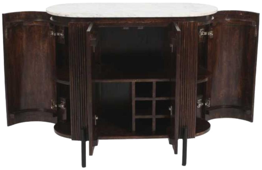 Fluted White Marble Top Drinks Cabinet