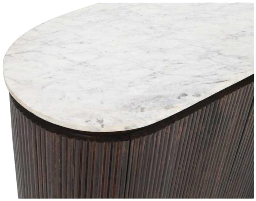 Fluted White Marble Top Drinks Cabinet