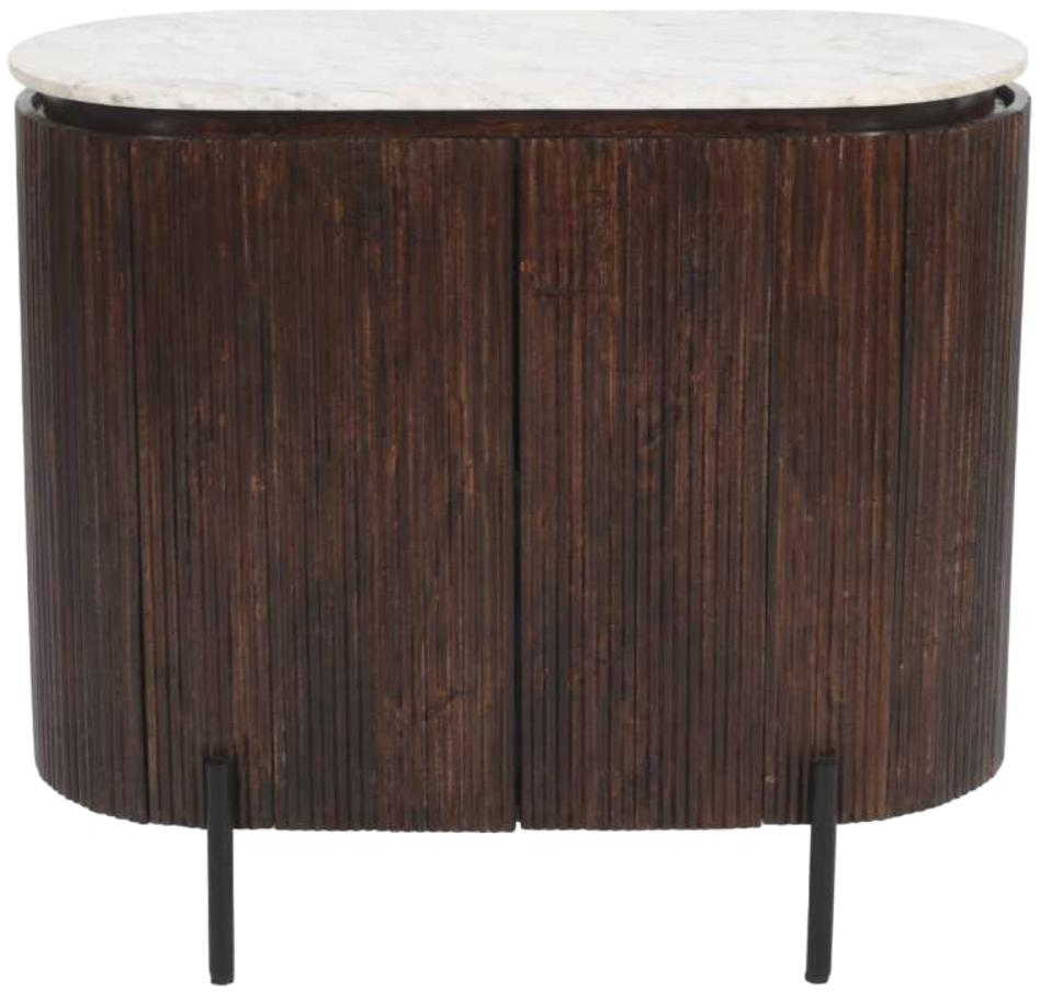 Fluted White Marble Top Drinks Cabinet