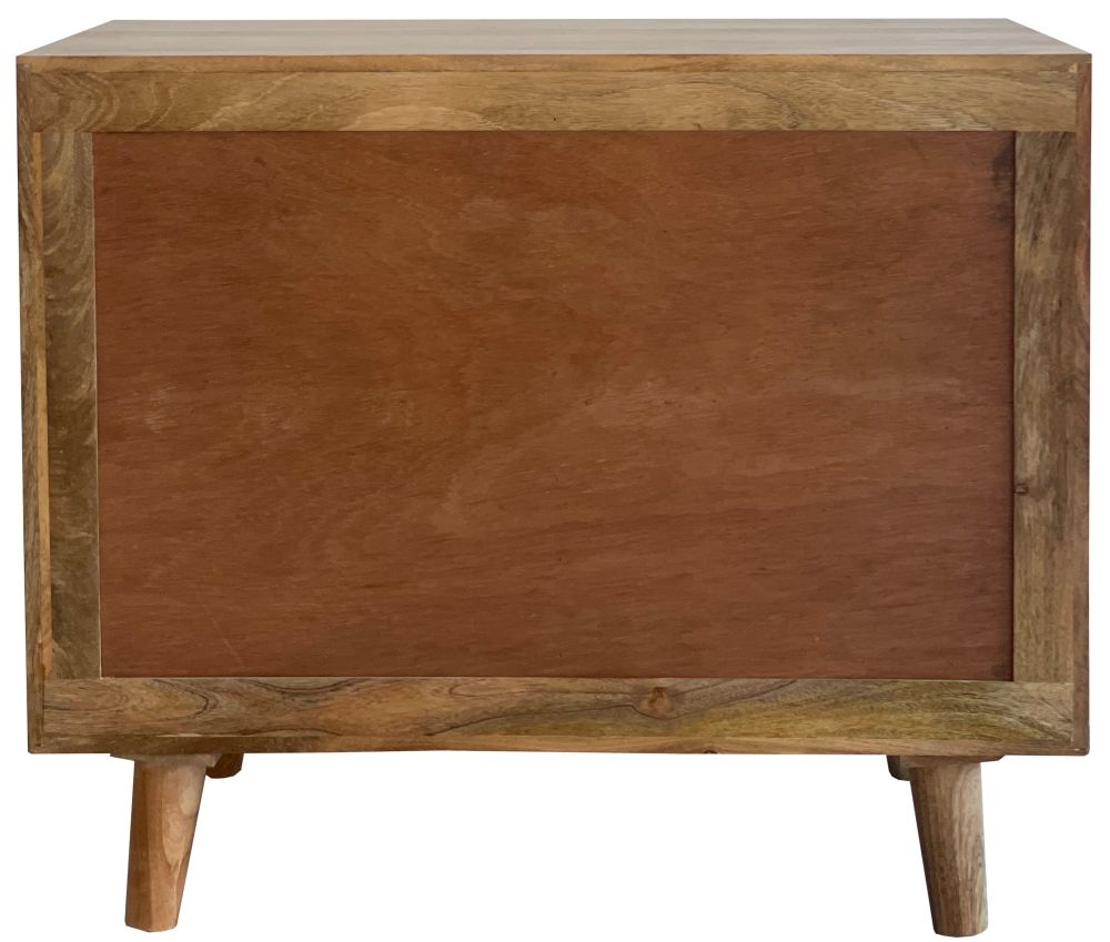 Geometric Carved Mango Wood Small Sideboard - 2 Doors