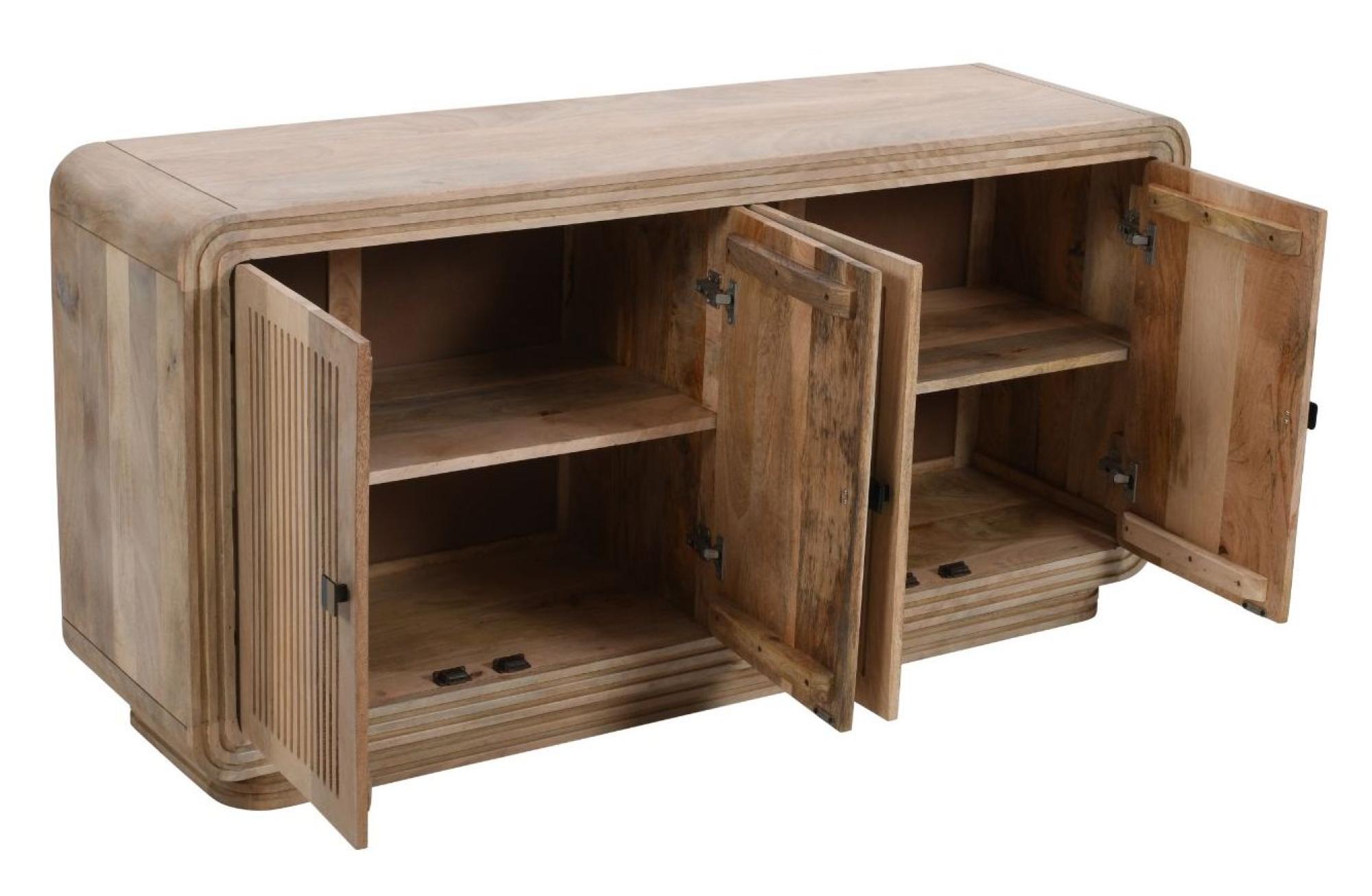 Hanover Ribbed Carved Mango Wood Large Sideboard - 4 Doors