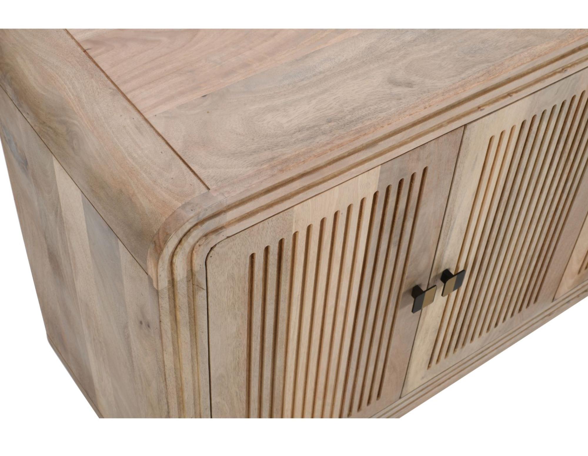 Hanover Ribbed Carved Mango Wood Large Sideboard - 4 Doors