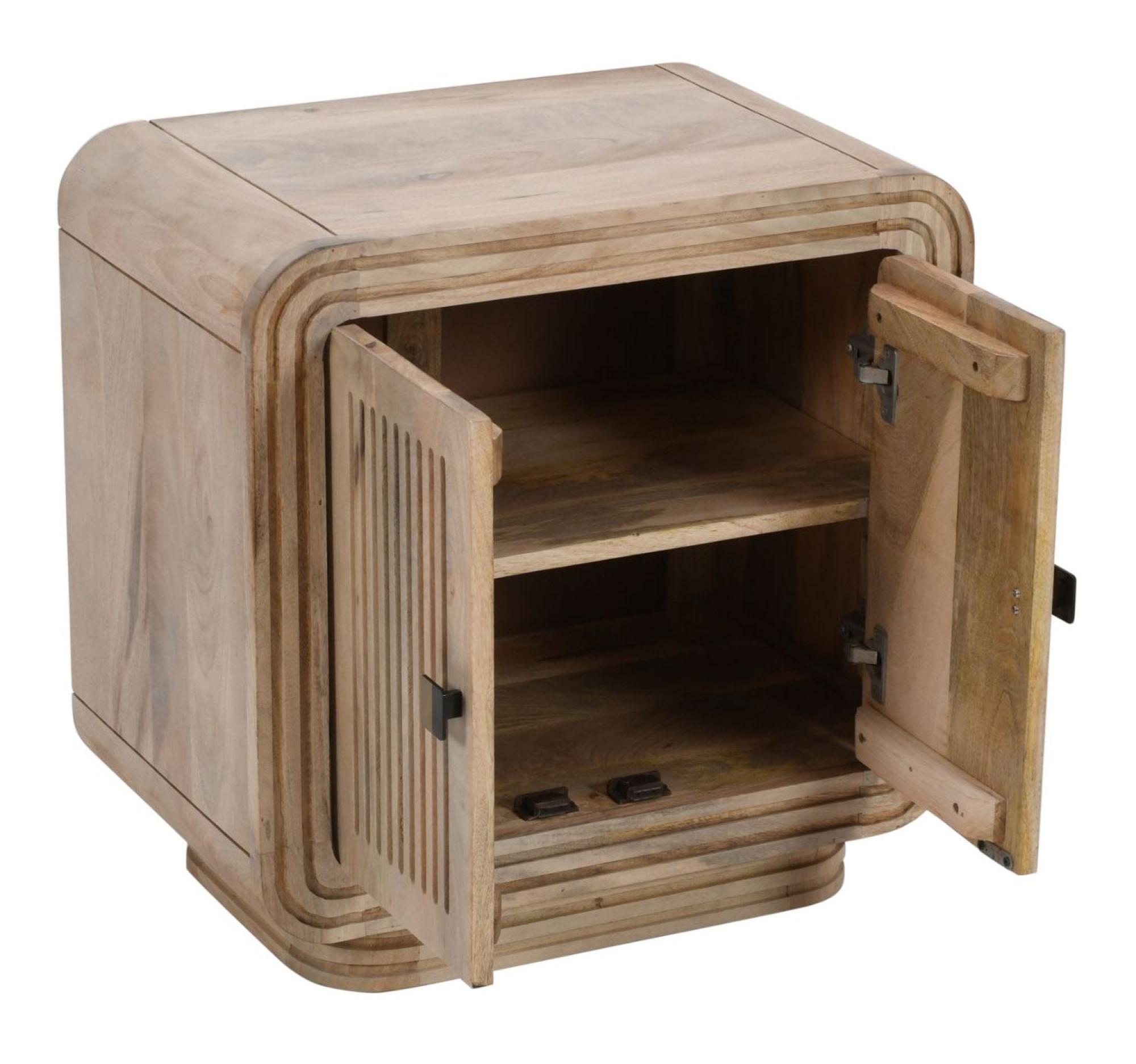 Hanover Ribbed Carved Mango Wood Small  2 Door Cabinet