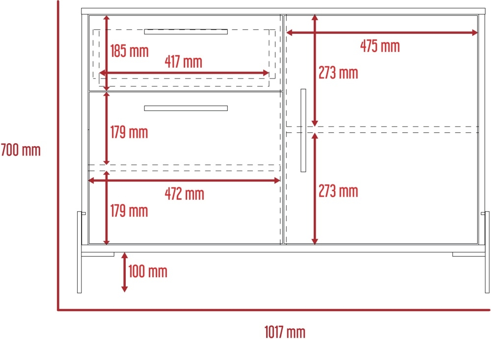 Harvard Small Sideboard - 2 Door - Grey Wood