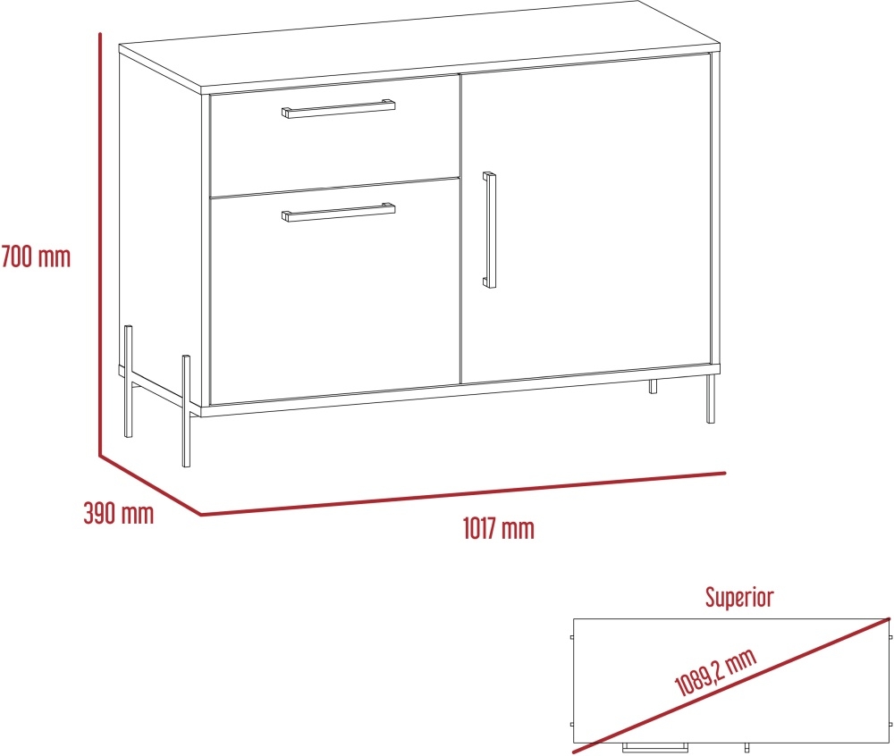 Harvard Small Sideboard - 2 Door - Grey Wood