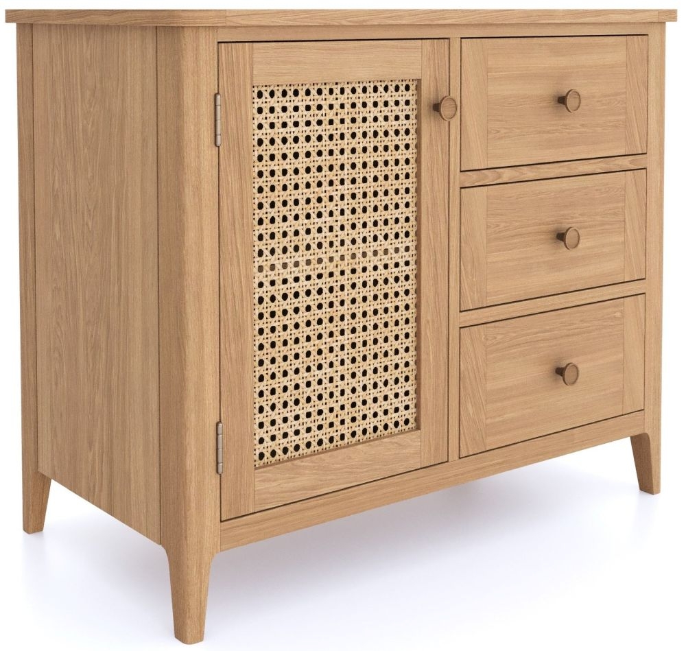 Henley Oak and Rattan Small Sideboard