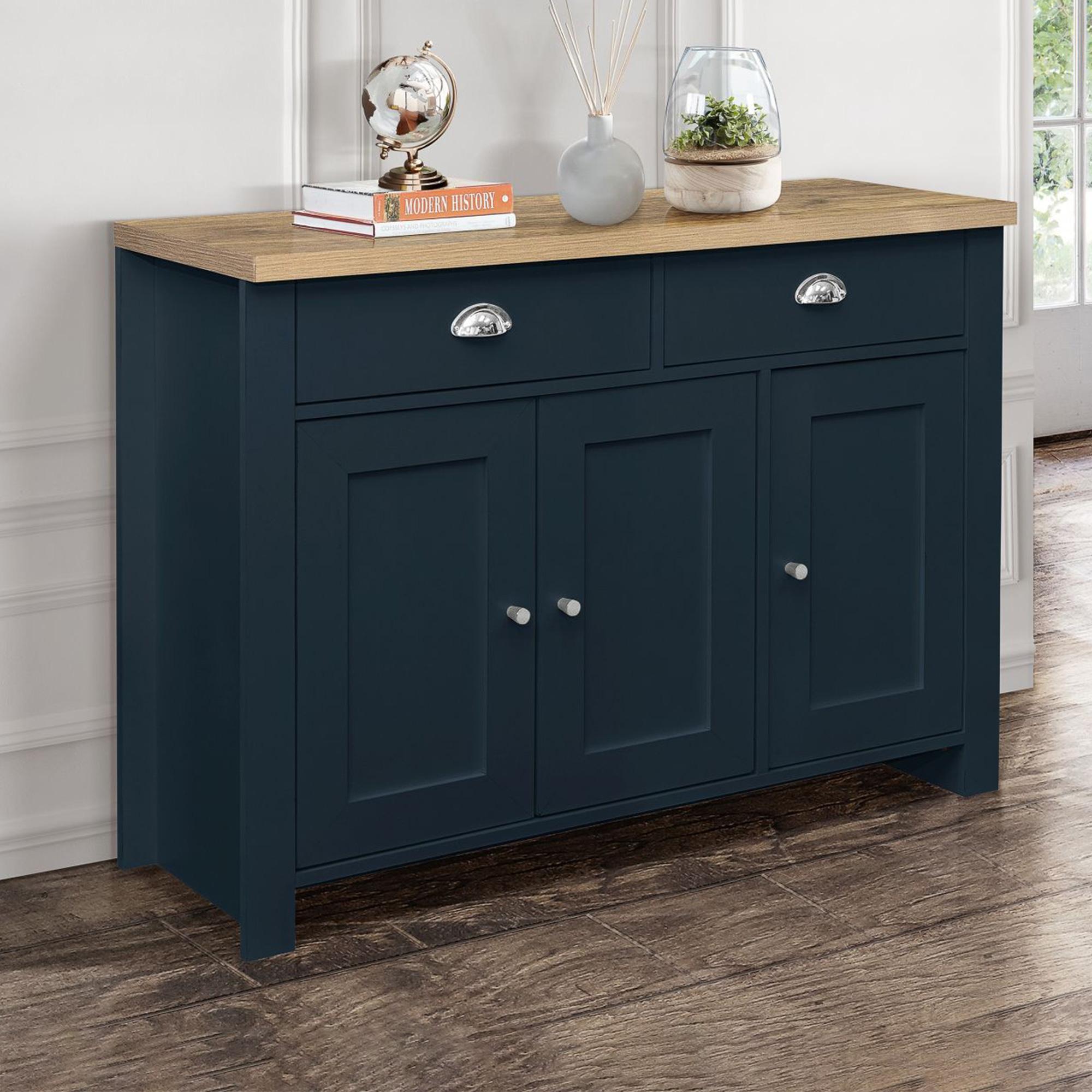 Highgate Medium Sideboard - 3 Door - Navy Blue Painted